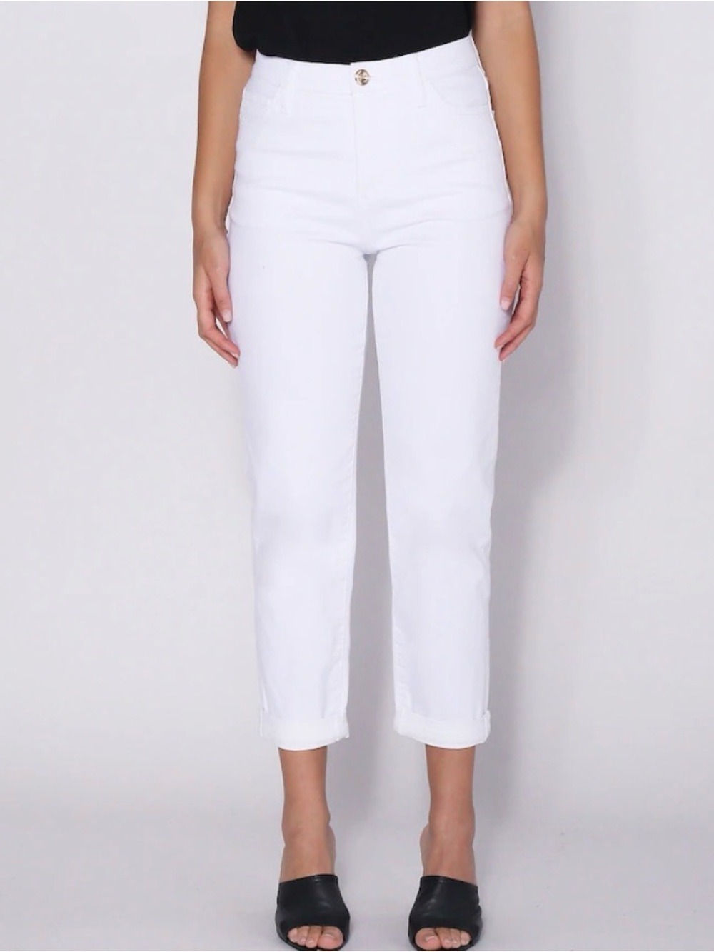 SPANNER WHITE DENIM CROPPED STRETCH JEANS WOMENS SZ 6P